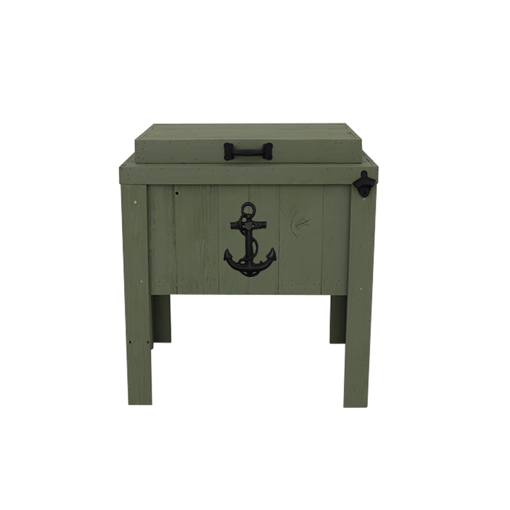 Green single cooler - sea anchor adornment - black bottle opener - black handle