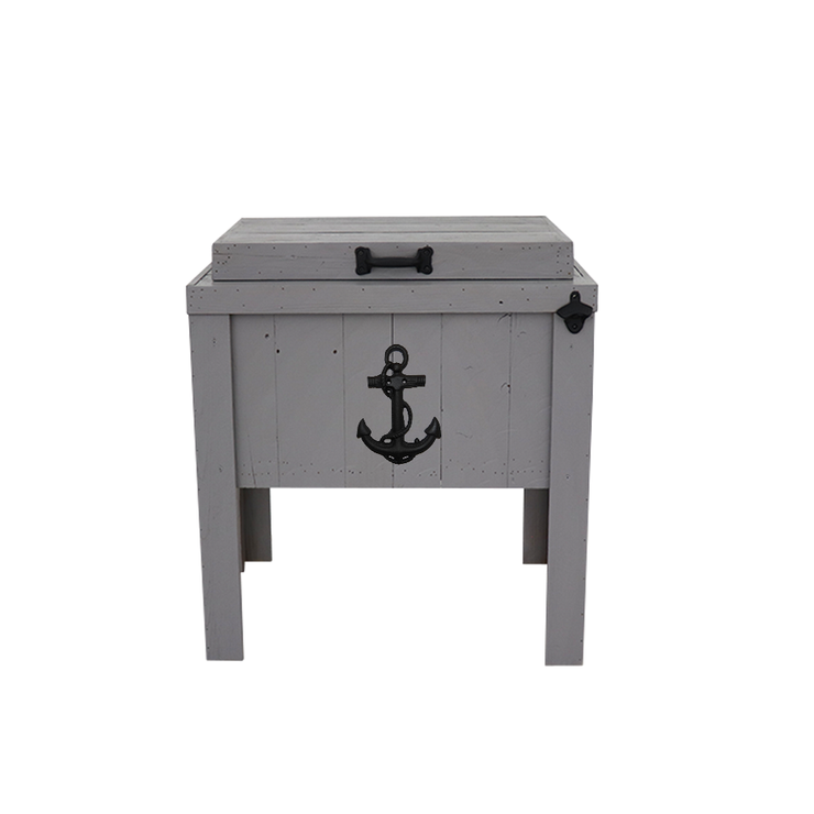 Grey single cooler - black sea anchor adornment - black bottle opener - black handle