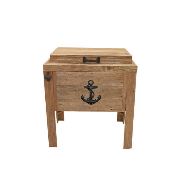 Single Cooler - Sea Anchor adornment - black bottle opener - handle